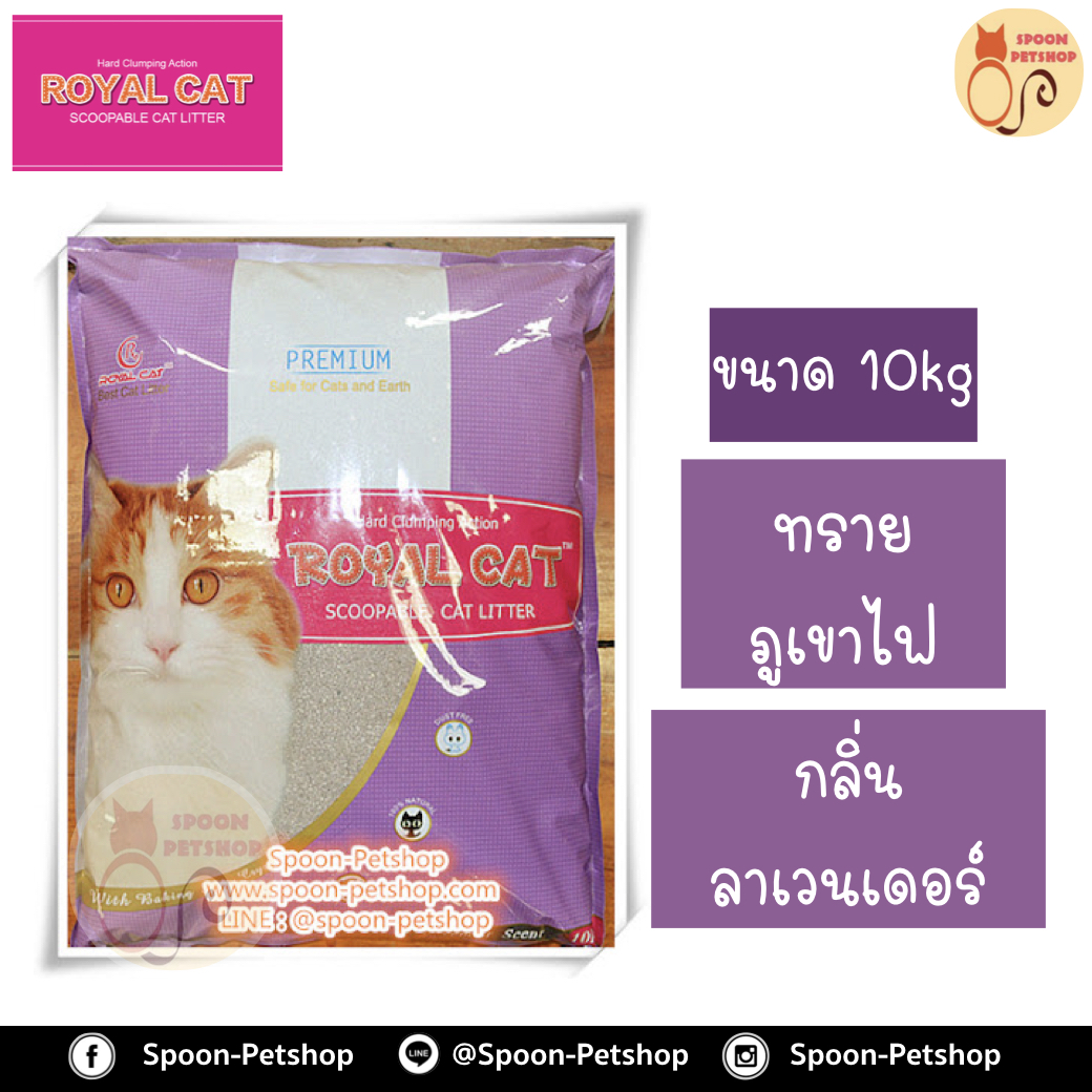 ทรายแมว Royal Cat ทรายภูเขาไฟ กลิ่นลาเวนเดอร์ 10kg ประหยัดกว่าทรายเบนโทไนต์ จับตัวเป็นก้อนดี รวดเร็ว