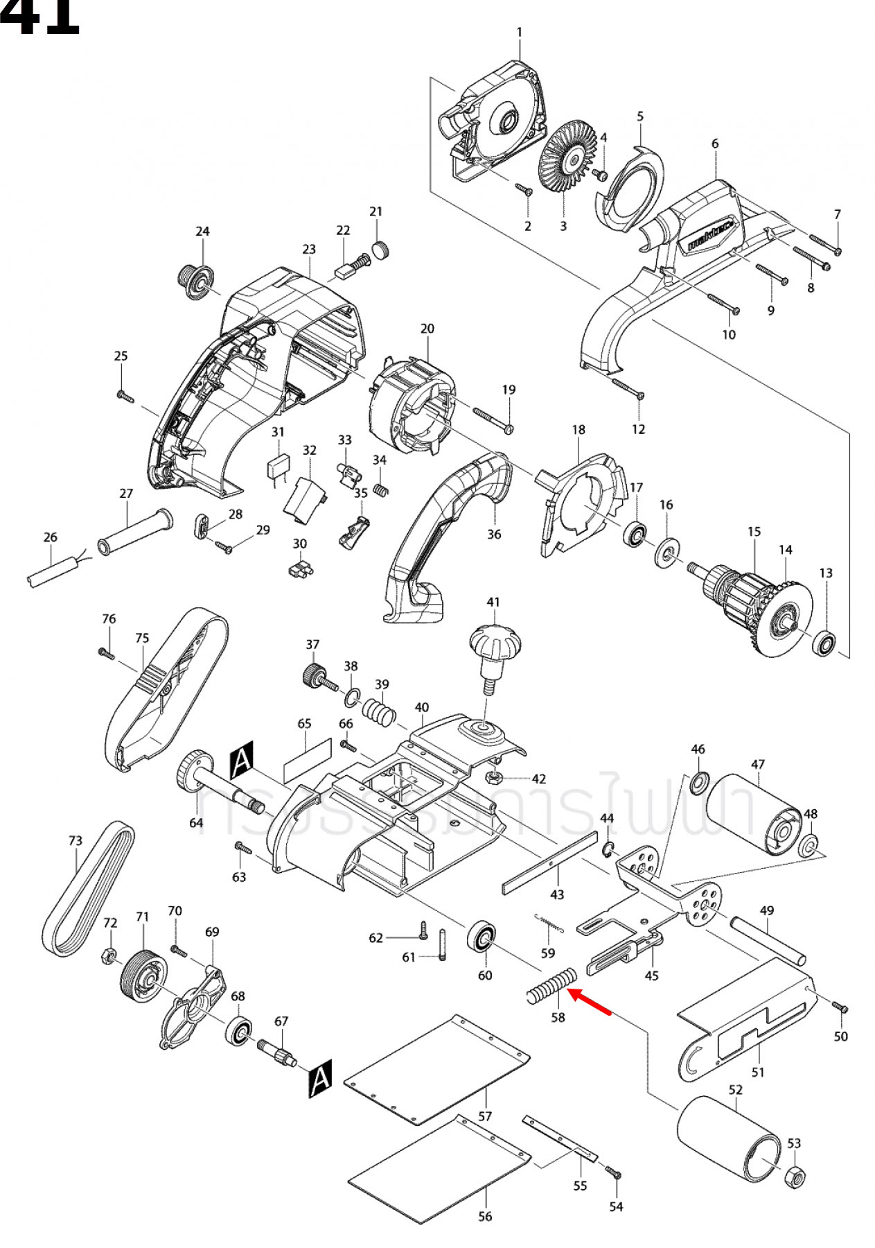 COMPRESSION SPRING 12 เครื่องขัดกระดาษทราย Maktec-มาคเทค MT940, MT941 [#58] Pn.233235-0 (แท้) ## (**)