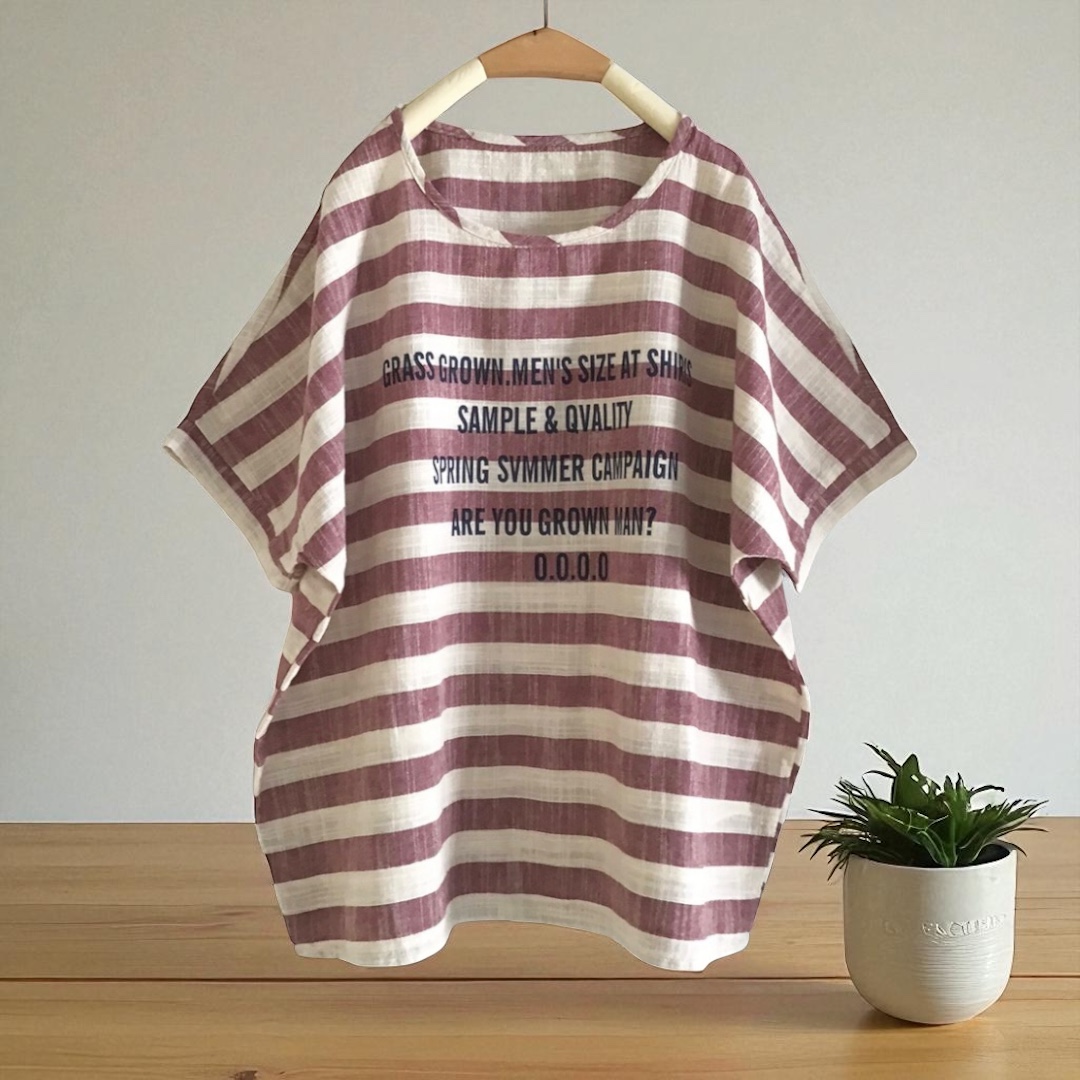 เสื้อผ้าฝ้ายลายทางสกรีนลาย