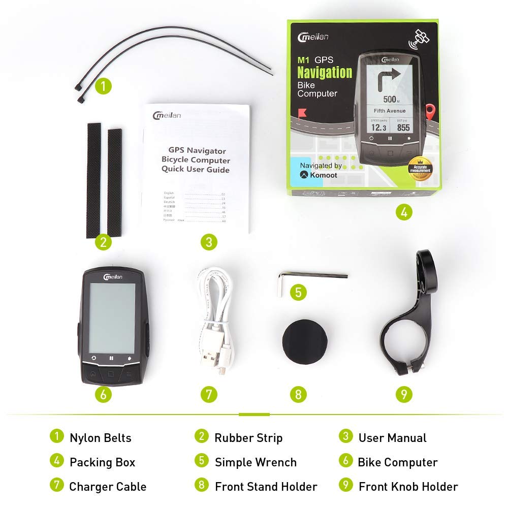 ไมล์จักรยาน Meilan M1 GPS Cycling/Bike Computer Navigation Speedometer, Heart Rate and Power Compatible เมนูภาษาไทย