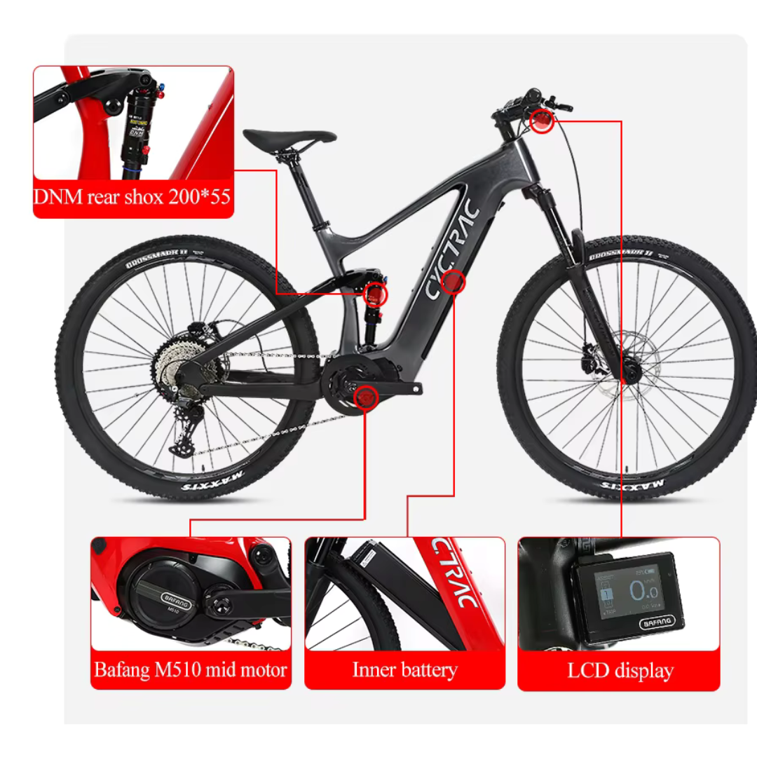CYCTRAC EM10 Carbon Fiber E-Bike | Bafang M510 | 720Wh Hidden Battery | 12-Speed | 45 km/h