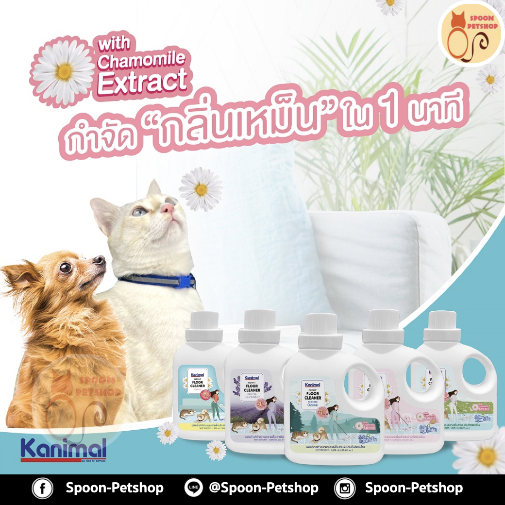 Kanimal คลีนเนอร์ น้ำยาดับกลิ่นสูตรเข้มข้น น้ำยาเช็ดพื้น น้ำยาถูพื้น กลิ่นลาเวนเดอร์ กำจัดแบคทีเรีย สำหรับสุนัข แมว กระต่าย 1000ml