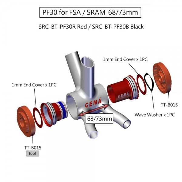 กะโหลกอัด CEMA Ceramic pressfit 30 BB,SRC-BT-PF30B สีดำ