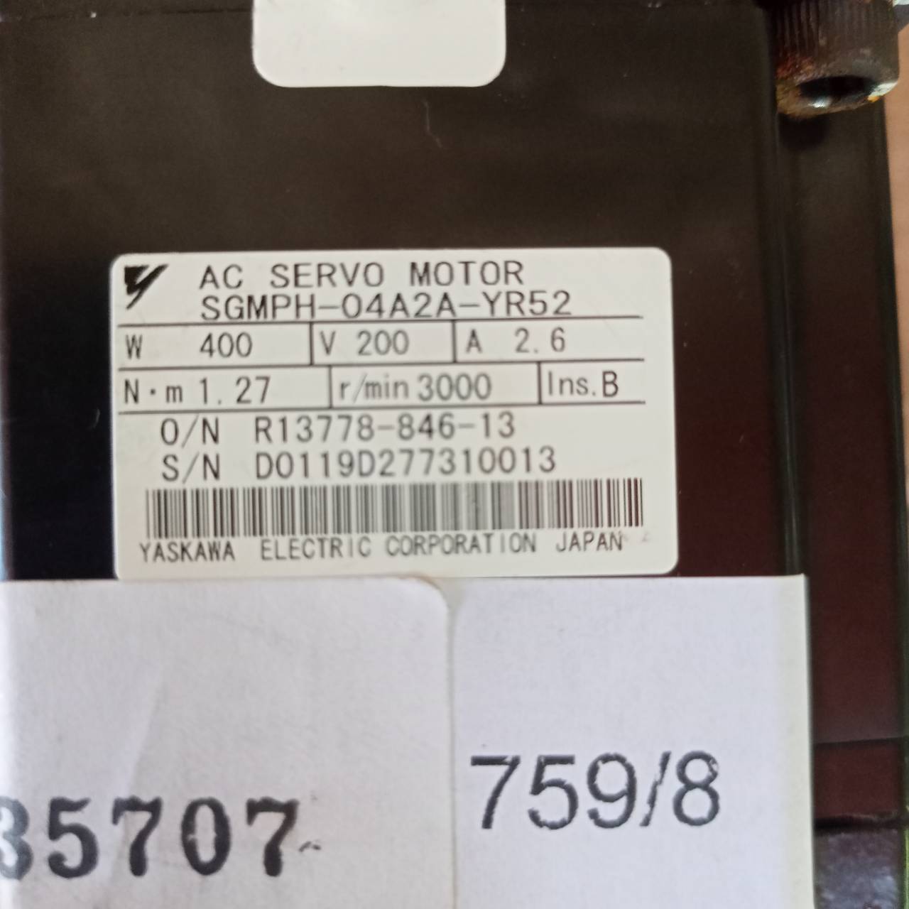 SGMPH-04A2A-YR52 SERVO MOTOR " YASKAWA "
