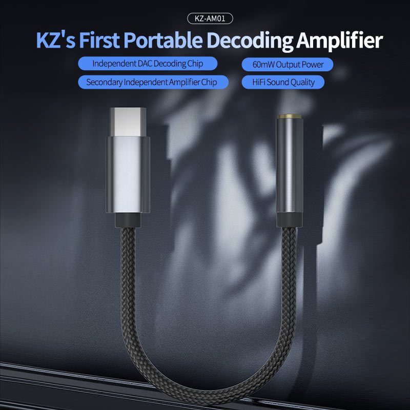 KZ AM01 DAC/AMP หางหนู กำลังขับสูง รองรับ 32bit/384kHz ประกันศูนย์ไทย
