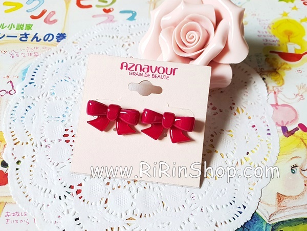 Aznavour ต่างหู, ตุ้มหูเซลลูโลสโบว์ ( Red )