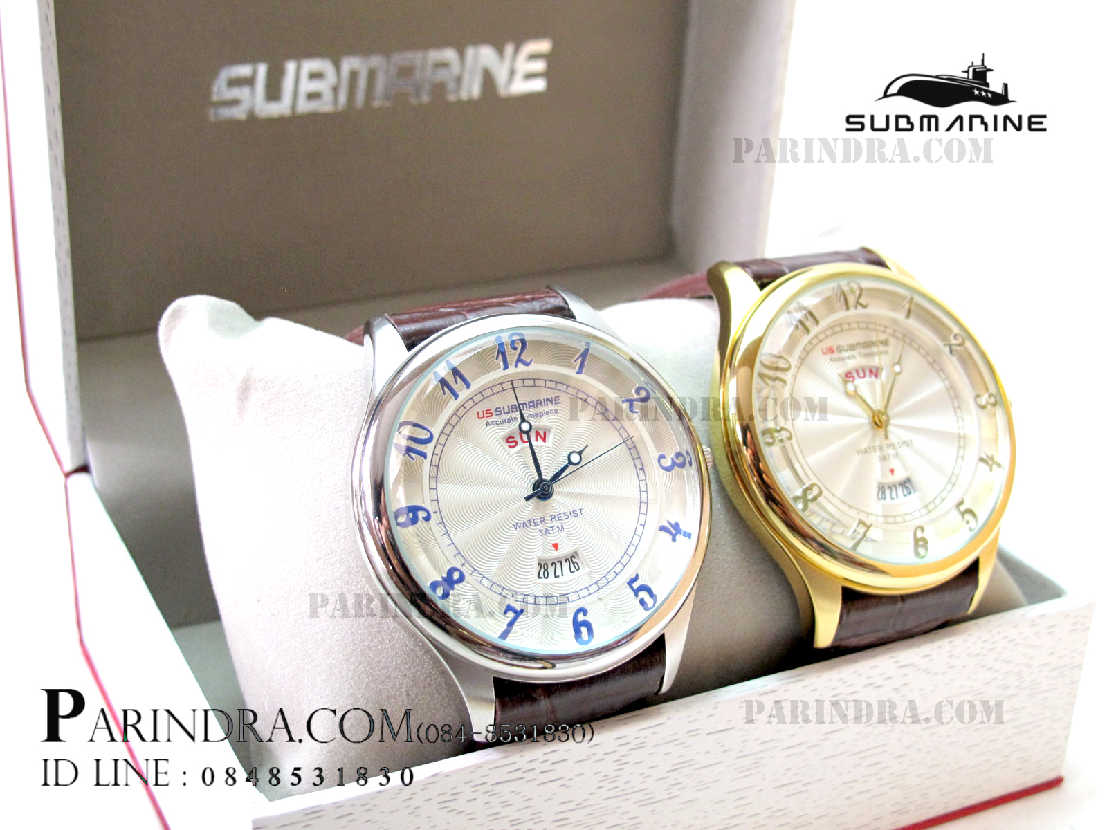 นาฬิกา US Submarine J105MDD หน้าปัดขาวขอบเงิน
