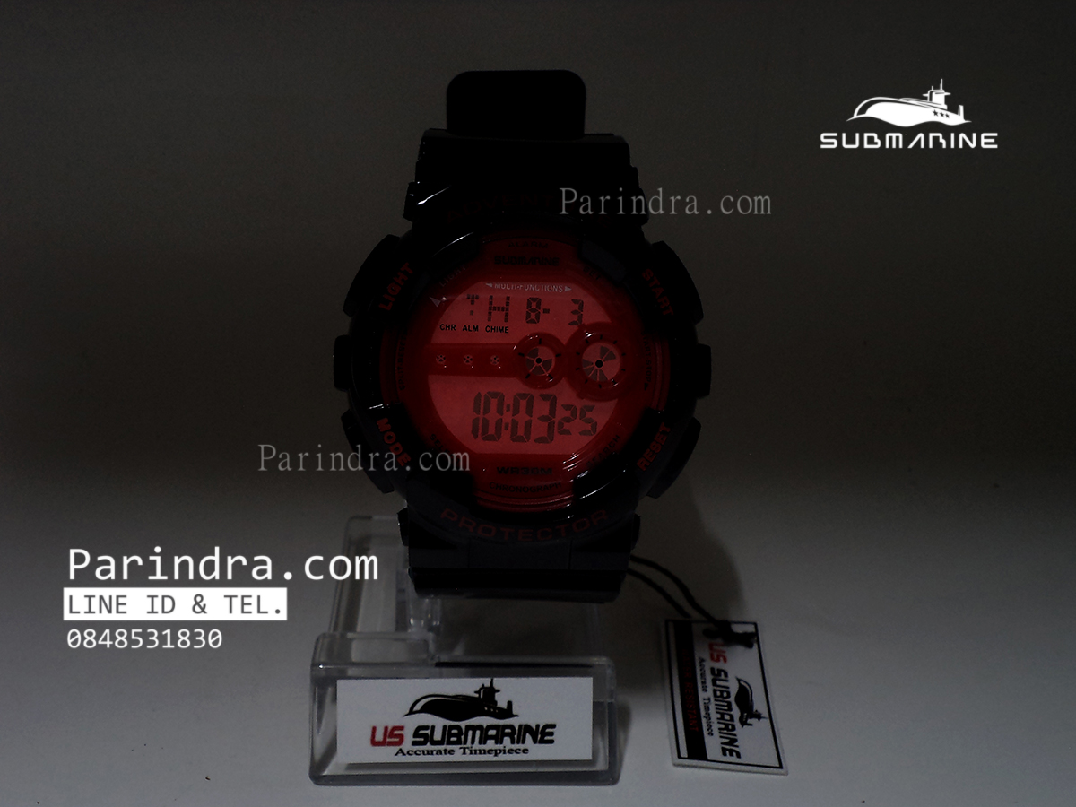 นาฬิกา US submarine รุ่น TP1282M สีดำ-หน้าปัดแดง พื้นแดง