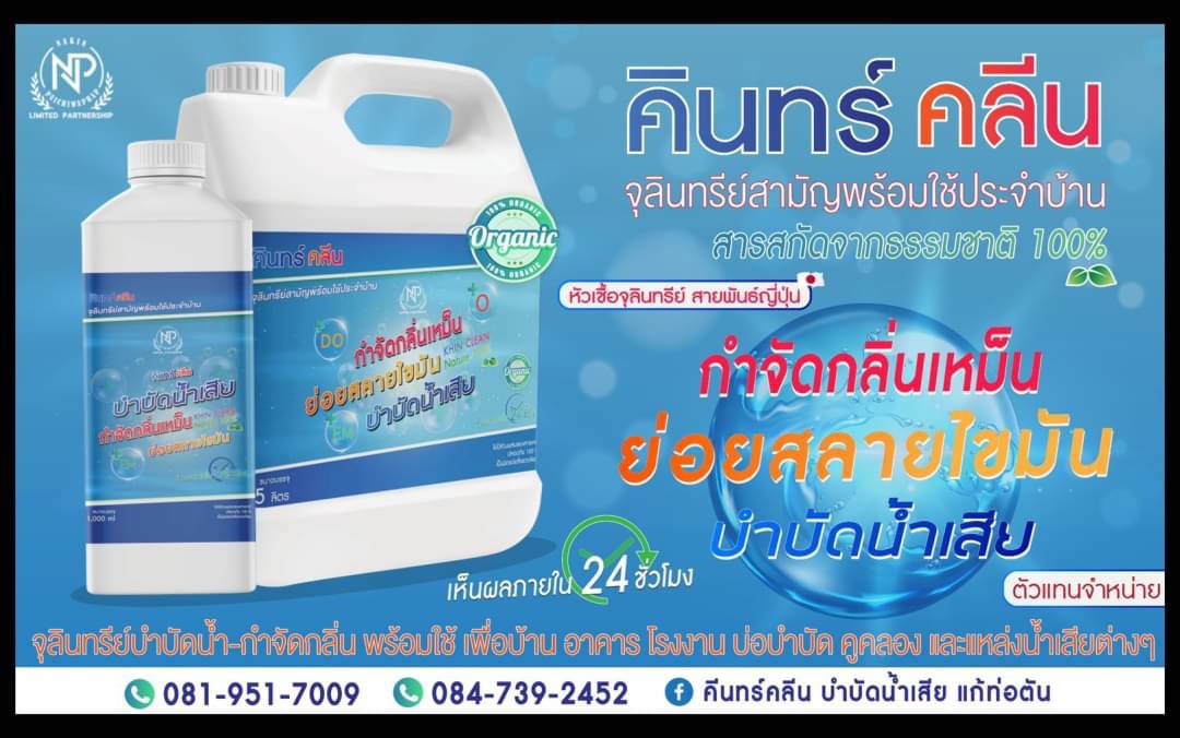 คินทร์ คลีนจุลินทรีย์ ย่อยสลายไขมัน บำบัดน้ำเสีย กำจัดสิ่งปฏิกูล