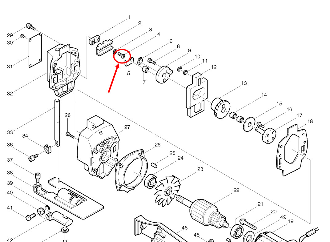 น็อตประกับแกน (หัวเตเปอร์) จิ๊กซอว์ Makita 4300BA, 4300BV [#4]