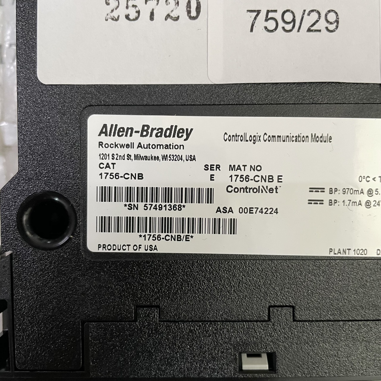1756-CNB PLC " ALLEN-BRADLEY "