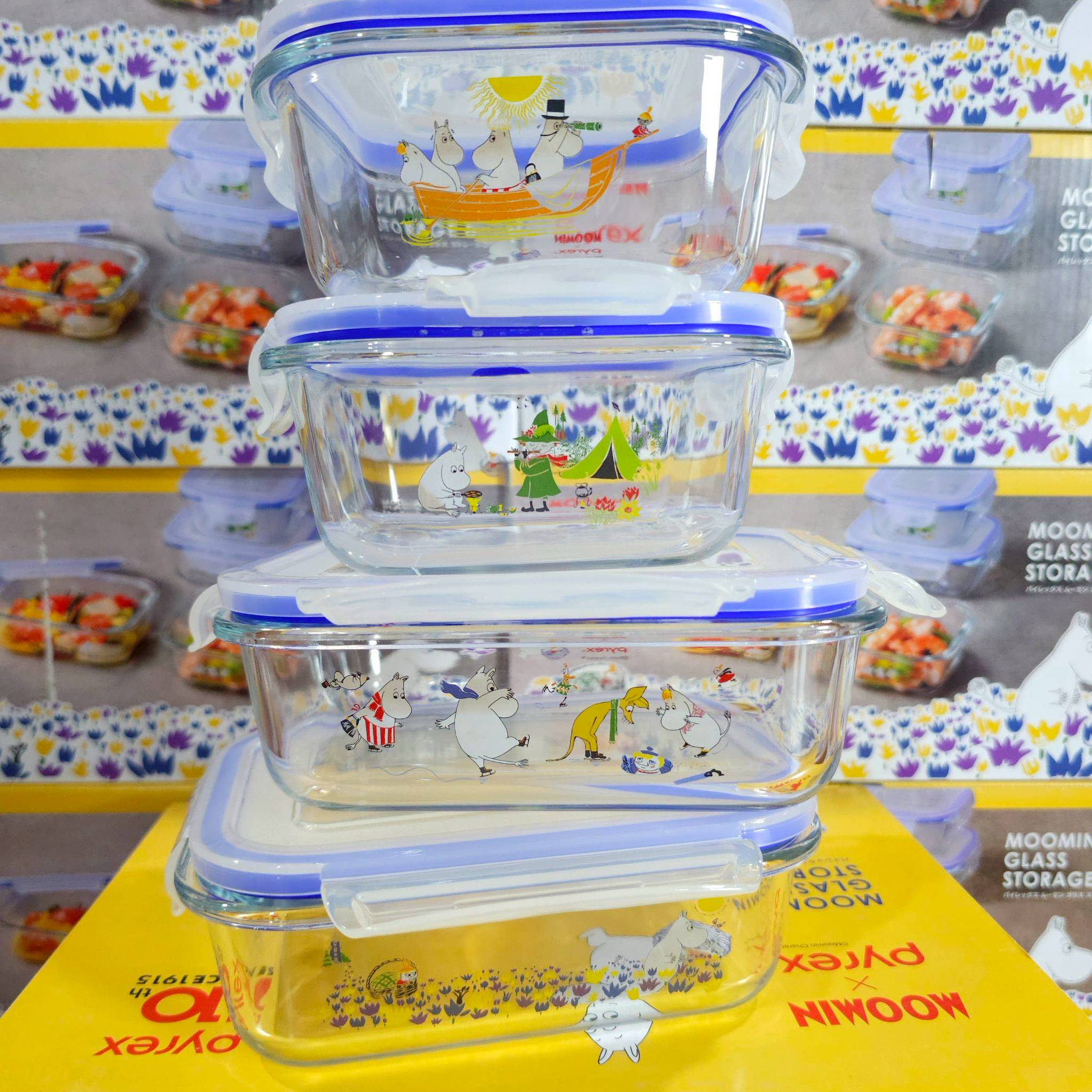 กล่องเก็บแก้ว Pyrex ที่สุดทนทาน Pyrex Moomin Glass Food Storage Container Bowls Set 8pcs ลาย Limited
