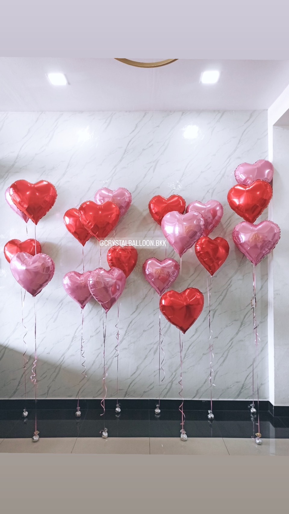 ลูกโป่ง Valentine's Day ฟอยล์หัวใจ ขนาด 18" ช่อ 2 ชิ้น 10 ช่อ พร้อมตกแต่ง สามารถเปลี่ยนสี-ฟอยล์ตกแต่งได้