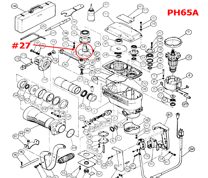 ข้อเหวี่ยง แย้ก Hitachi(ฮิตาชิ) PH65A [#27] #G6 อะไหล่ เครื่องสกัดไฟฟ้า