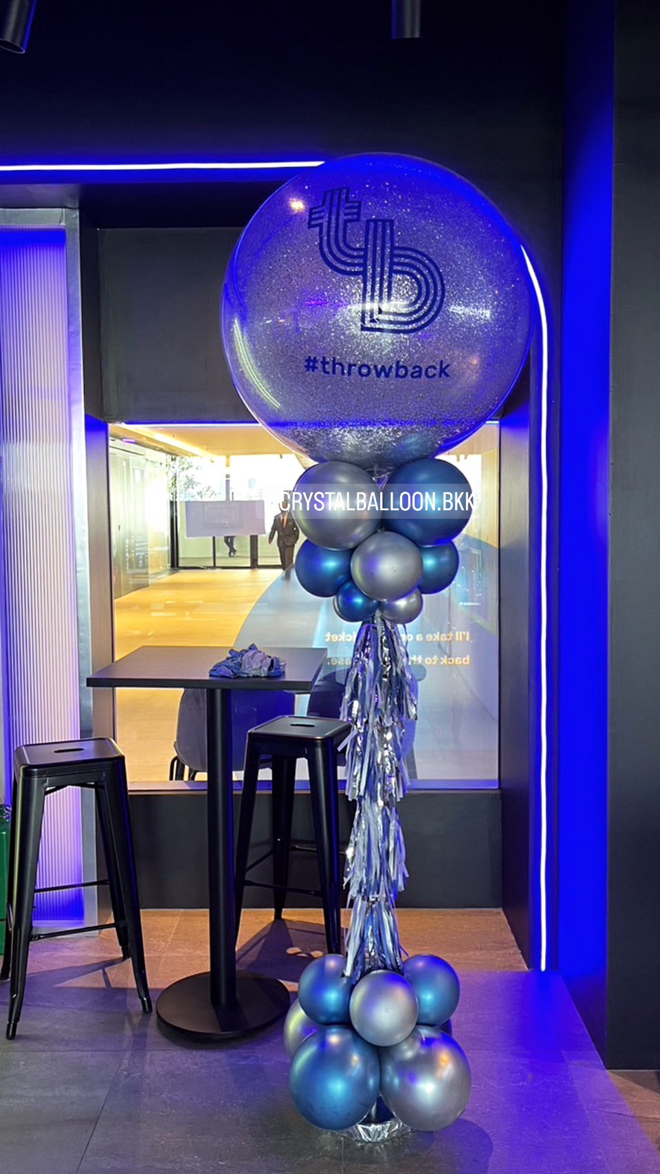 เสาลูกโป่ง เปิดร้าน Bubble ขนาด 36" สีเงิน พร้อมตกแต่ง สามารถเปลี่ยนสีลูกโป่ง/เปลี่ยนข้อความได้