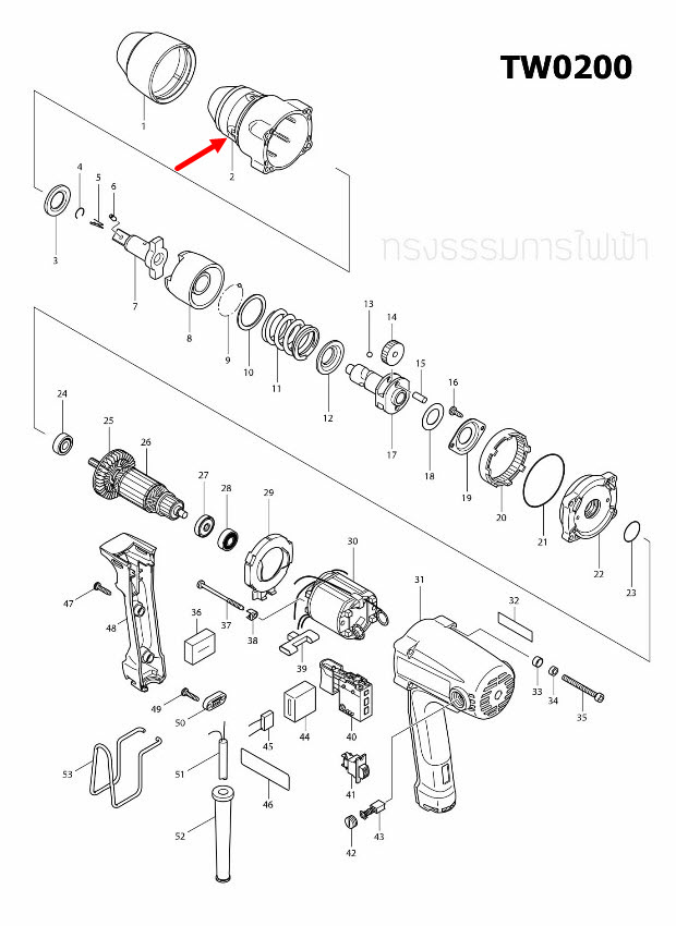 เสื้อเฟือง บล็อคไฟฟ้า Makita มากีต้า TW0200 [#2] Pn.153581-4 (แท้) ##