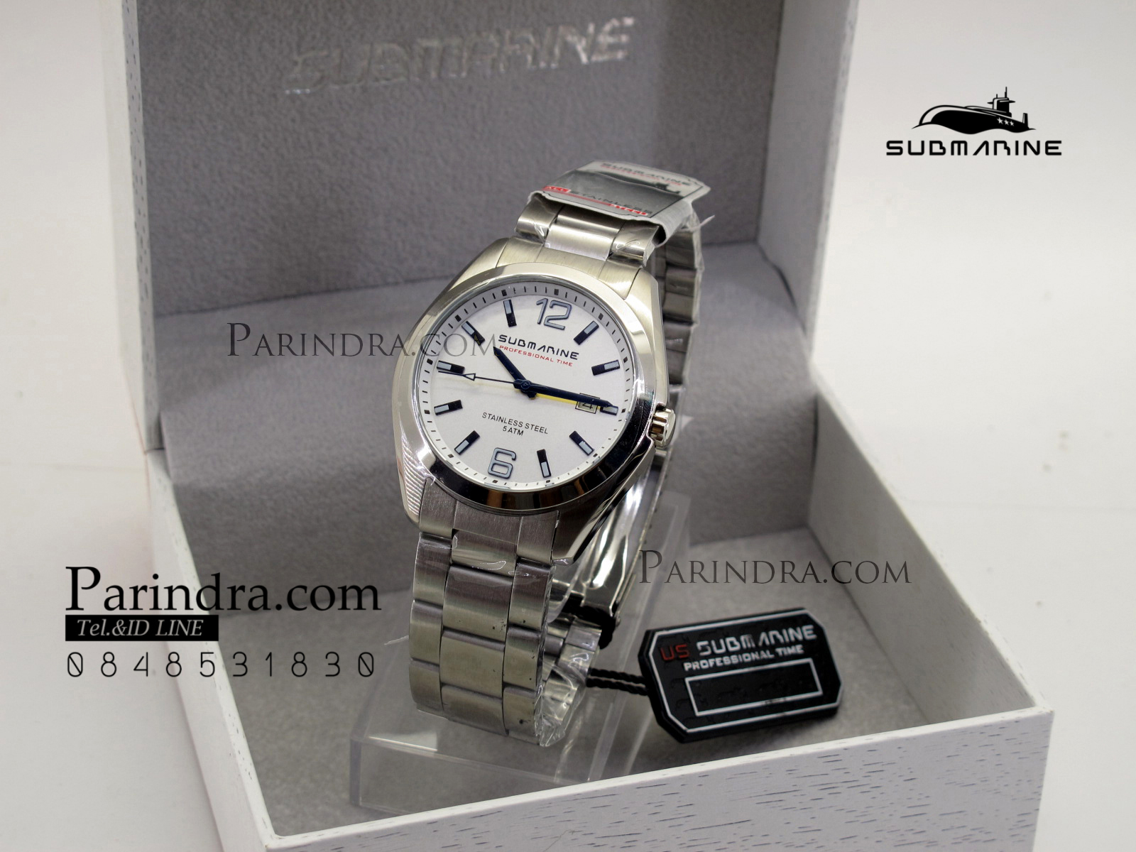 นาฬิกา US submarine Professional Time แสตนเลนแท้เกรดดี รุ่น SUB039 หน้าปัดขาว ขีดสีน้ำเงินเข้ม