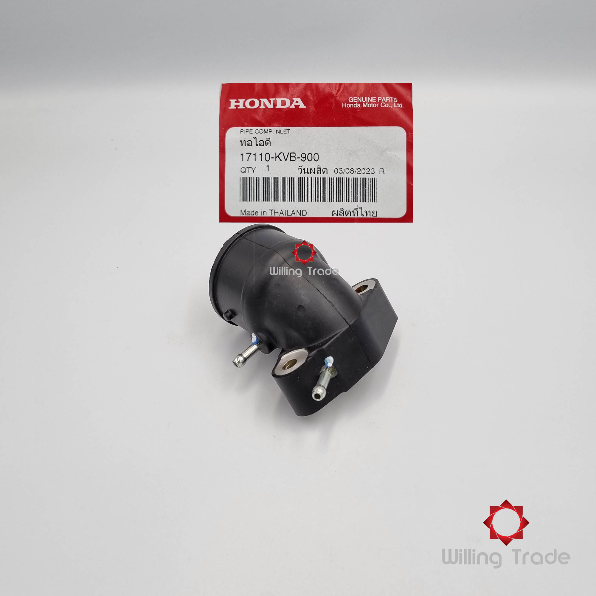 ท่อไอดี (WX584) HONDA: (17110-KVB-900) ใช้กับ CLICK110 คาร์บู (2006-2008) ... แพ๊คละ 1 ชิ้น... [แท้ศูนย์ 100%] ...กลุ่มอะไหล่ฝาสูบ... PIPE COMP., INLET