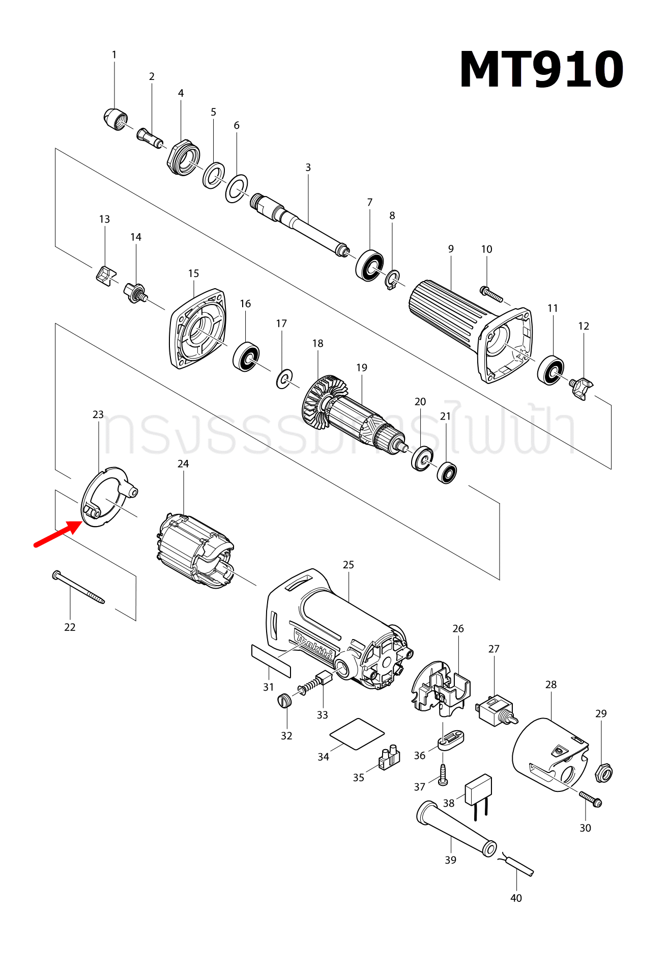BAFFLE PLATE เครื่องตัด มาคเทค-Maktec MT910 [#23] Pn.419493-4 (แท้) ##