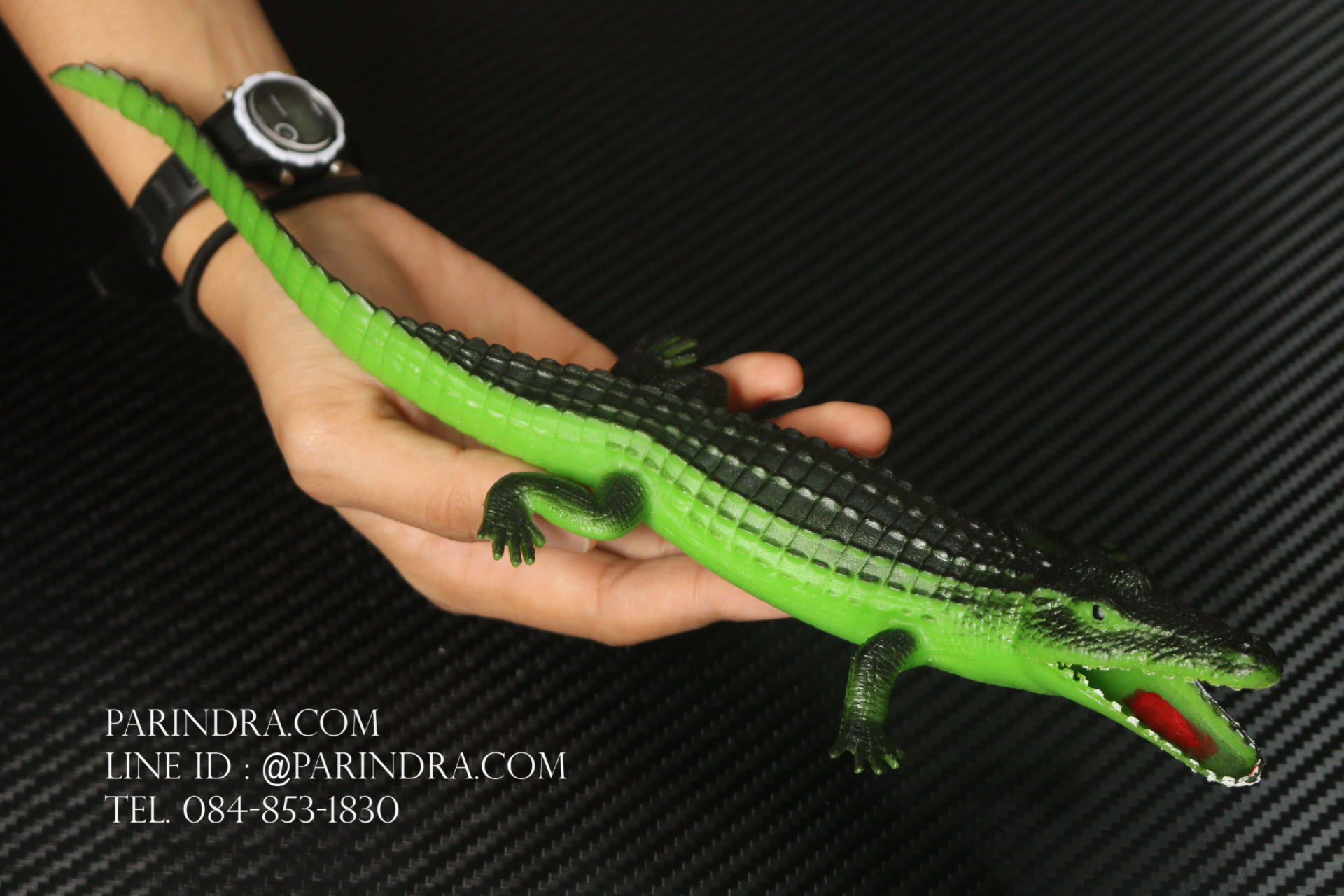 โมเดลจระเข้ สีเขียวอ่อน บีบมีเสียง 12 นิ้ว ขนาดกลาง