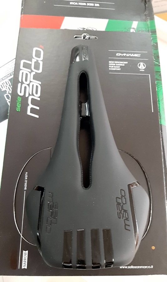 อานเสือหมอบ เบาะจักรยาน SAN MARCO SQUADRA DYNAMIC NARROW Saddle ราง Manganese Glass Fiber Reinforced 277X135