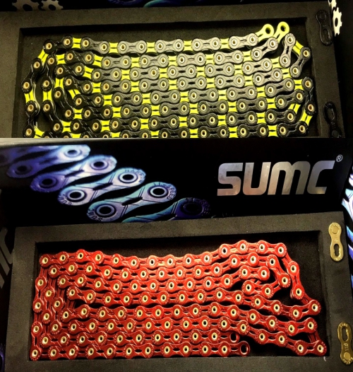 โซ่ SUMC, SX11 SL, โซ่ 11 Speed Diamond Chain with Connector 116L เซาะร่องไทเทเนี่ยม มีสีเหลือง/ดำ