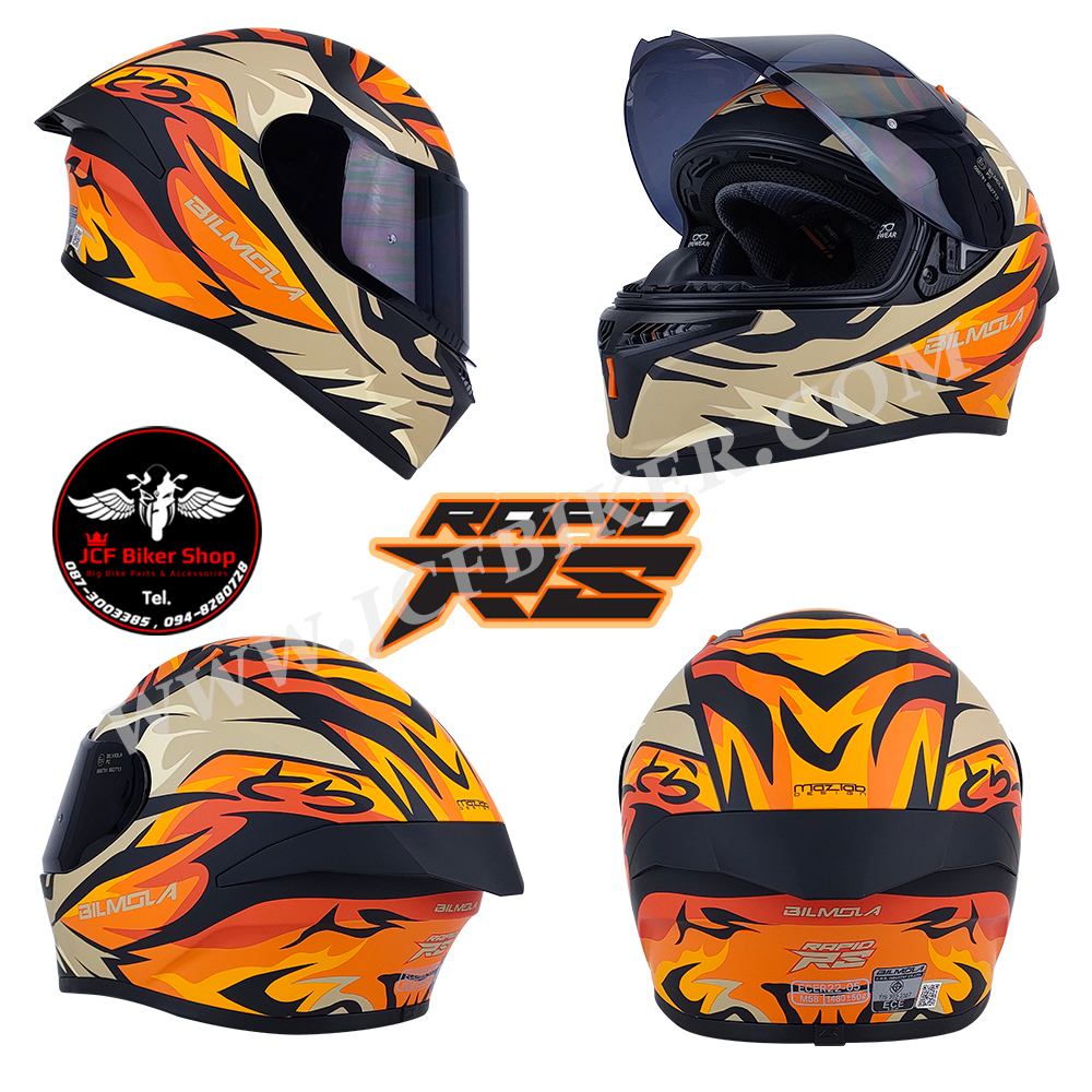 หมวกกันน็อคเต็มใบ หมวกกันน็อค Bilmola รุ่น Rapid RS ลาย TIGER (Matte)