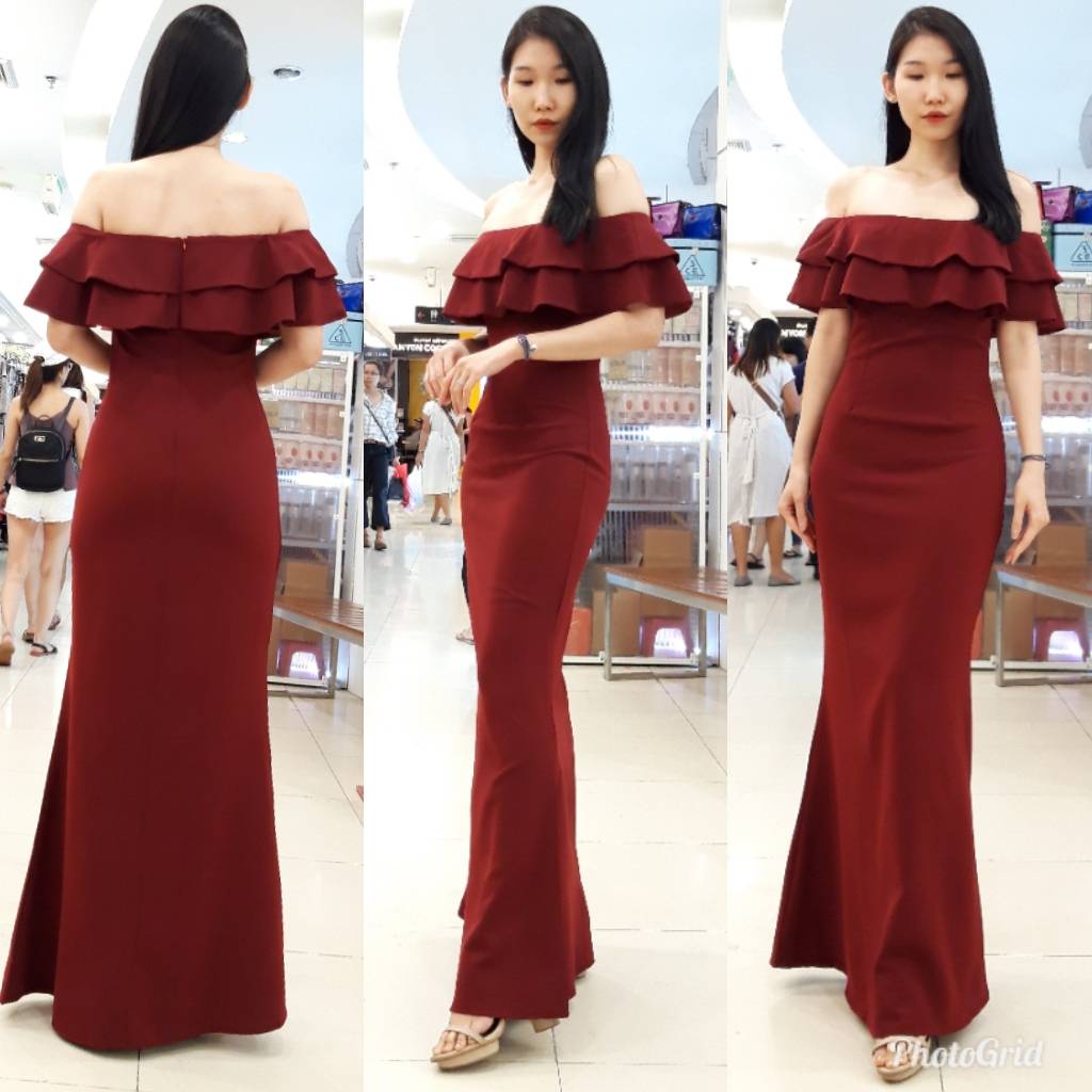ชุดเพื่อนเจ้าสาว ชุดราตรียาว Gardenia - Off-shoulder Layers top & Mermaid skirt