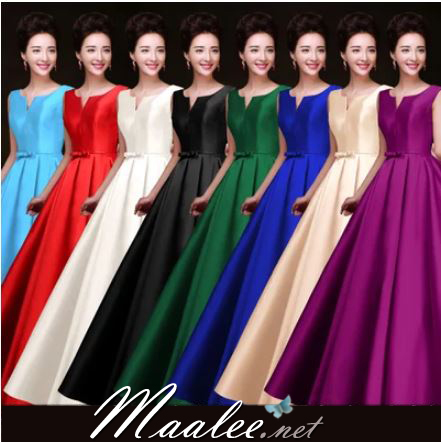 พร้อมเช่า ชุดราตรียาว แบบแขนกุด ผ้าซาตินเรียบหรู แต่งโบว์2ชั้น ช่วงเอว สีขาว (เชือกผูกหลัง)