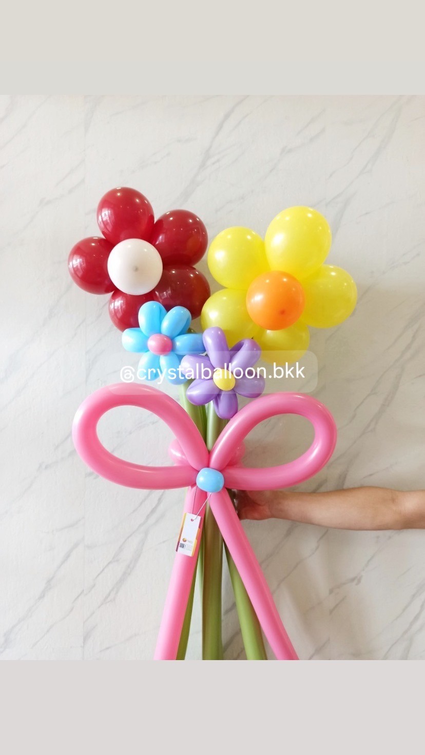 สั่ง Flower Balloon Small Bouquet ช่อ 4 ดอก พร้อมตกแต่ง สามารถเปลี่ยนสีได้