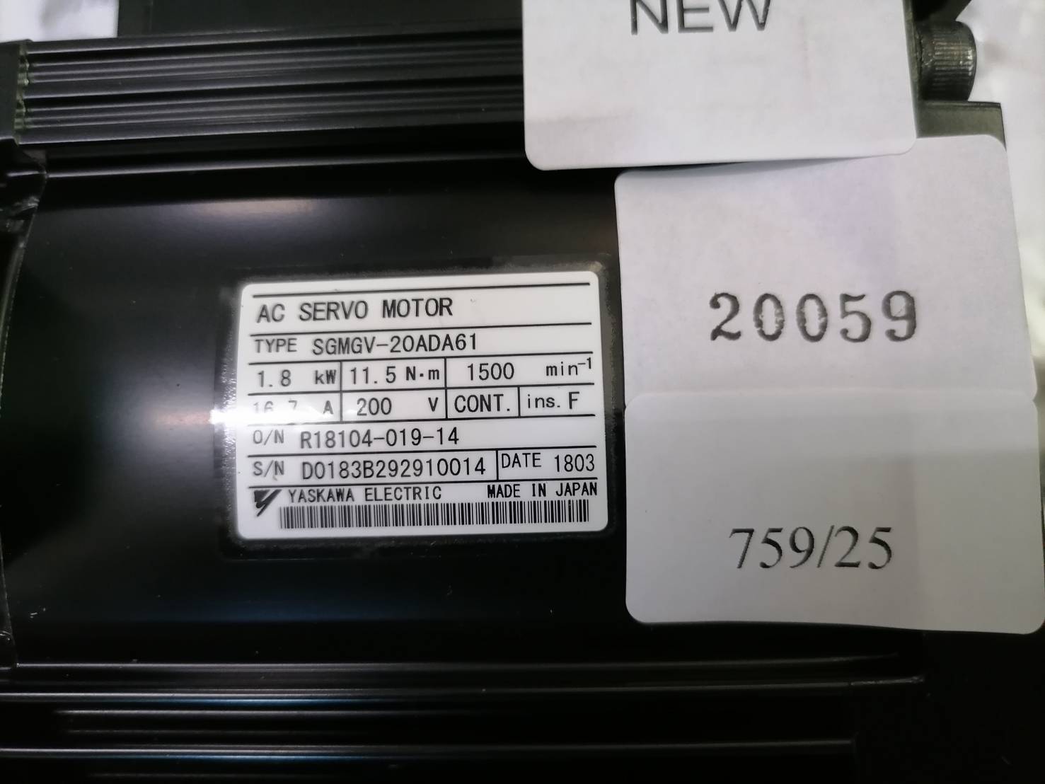 SGMGV-20ADA61 SERVO MOTOR " YASKAWA "