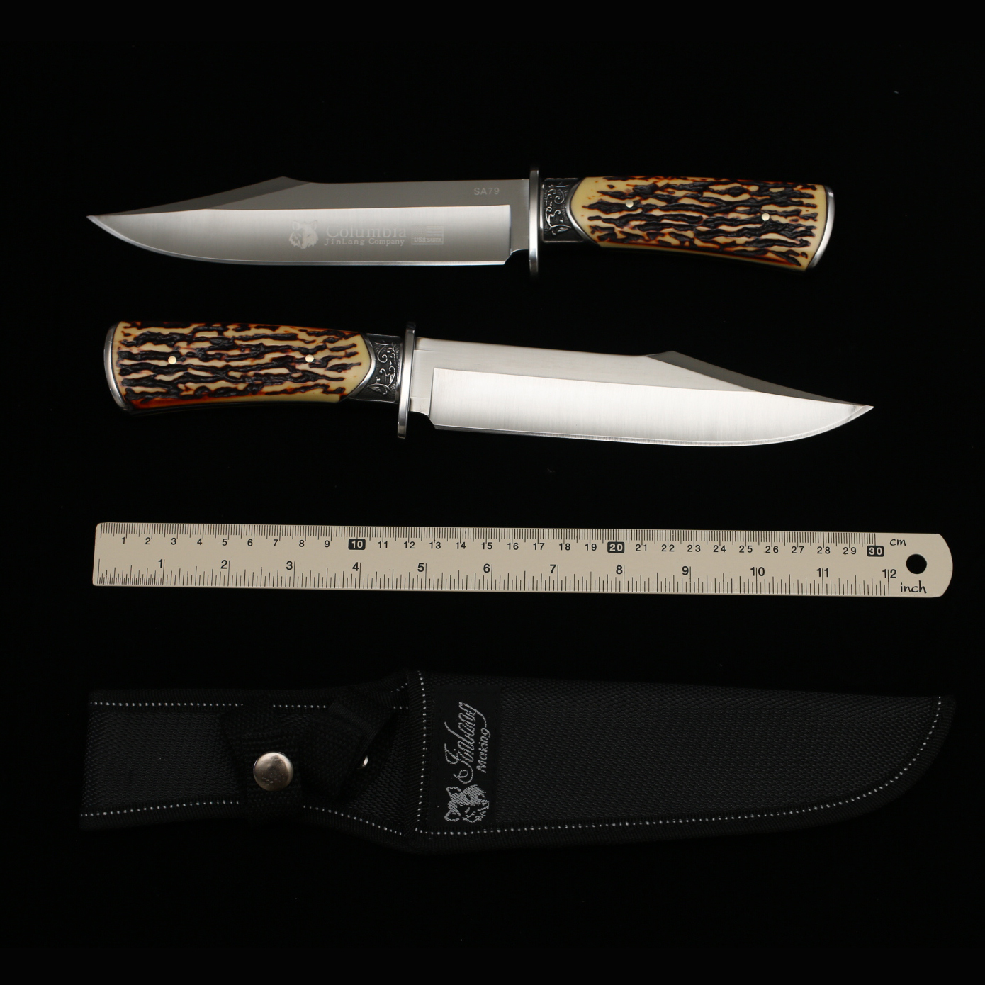 มีดเดินป่า COLUMBIA รุ่น SA79 คมกริบ ด้ามอะครีลิกลายเขากวาง