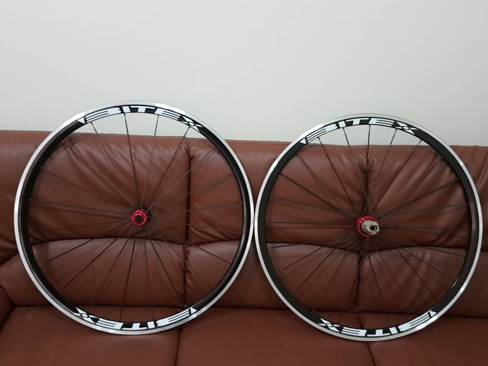 ชุดล้อเสือภูเขา BITEX 26", 9MM/9MM, Wheelset 32/32 ดุมแดง และดุมดำ Bearing 26"