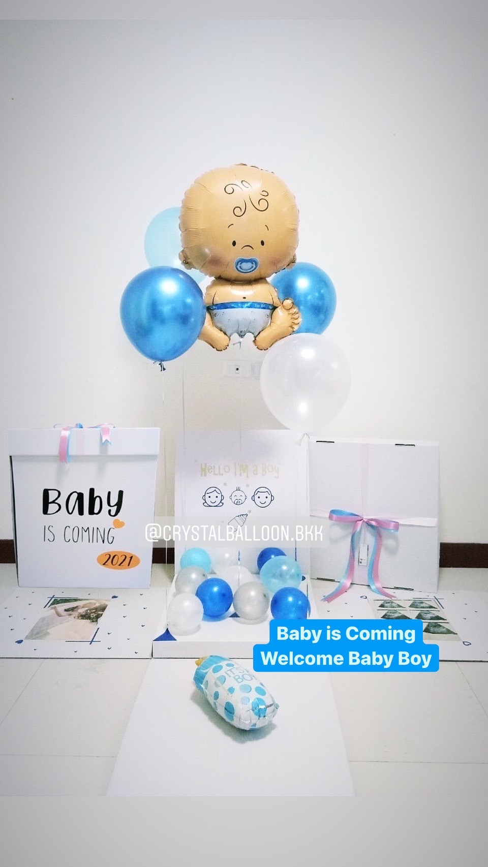 Gender Reveal แบบกล่อง เซอร์ไพรส์ ทายเพศน้อง พร้อมตกแต่ง ฟอยล์เด็กทารกใหญ่ 1 ชิ้น,ลูกโป่ง 4 ลูก,สามารถใส่รูปได้ 2 ใบ สามารถเปลี่ยนสีลูกโป่ง/เปลี่ยนสี-ฟอยล์ตกแต่ง/เปลี่ยนข้อความได้