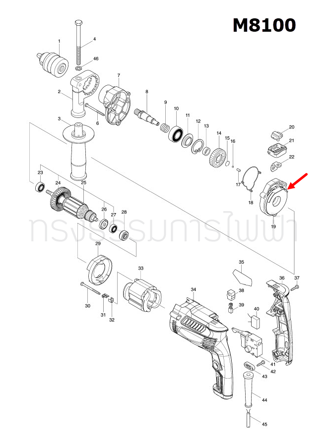 GEAR HOUSING COVER สว่านกระเเทก Makita มากีต้า M8100 Pn.140M11-2 (แท้) ##