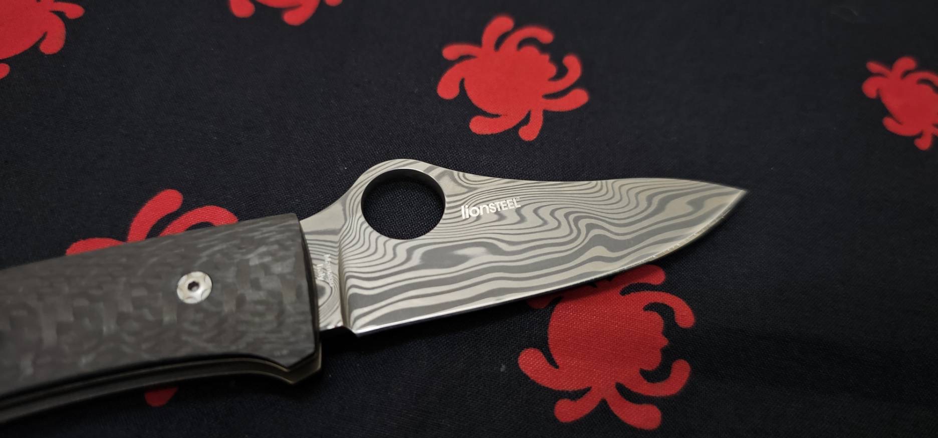 Spyderco Opera Lockback Knife Carbon Fiber (2.9" Damasteel)