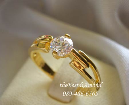 แหวนเพชรเม็ดเดี่ยว ขนาด 30 สค น่ารักมาก เพชรไม่ใหญ่ค่ะ ใส่ติดนิ้วได้เลย ชุบทองแท้ 24 K หนา 5ไมครอน รหัส BR051