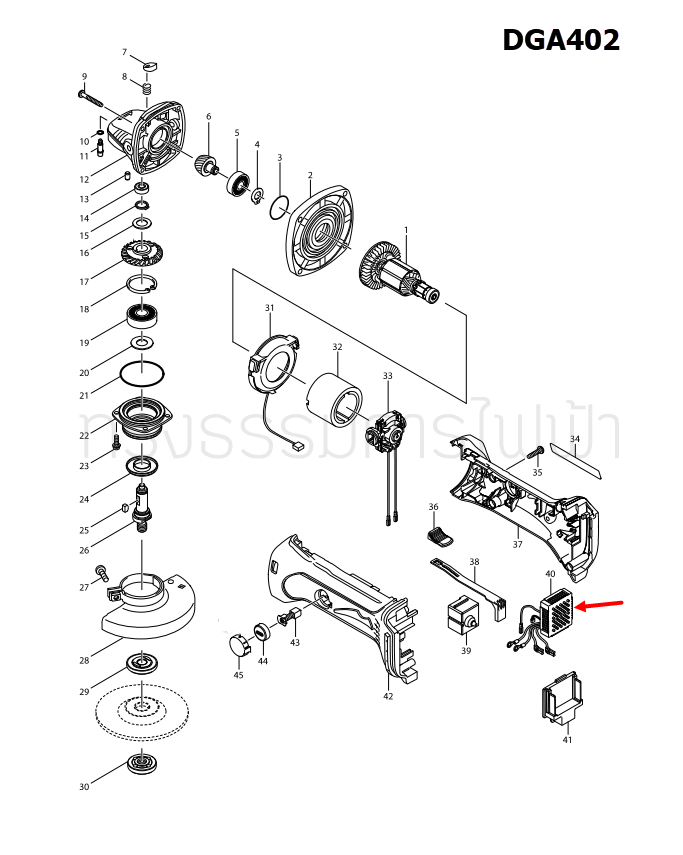 CONTROLLER (NEW) หินเจียร Makita มากีต้า DGA402 [#40] Pn.620243-4 (แท้) ##