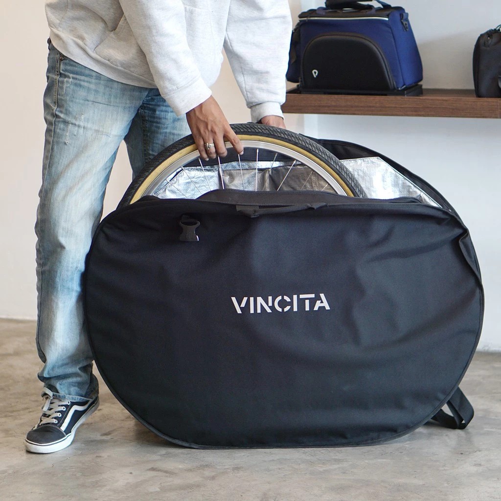 VINCITA B191A กระเป๋าใส่ล้อจักรยาน 2 ล้อ | ทรงวงรี 76L | รองรับล้อ 26–29 นิ้ว | กันน้ำ 600D | พีอีกันกระแทก