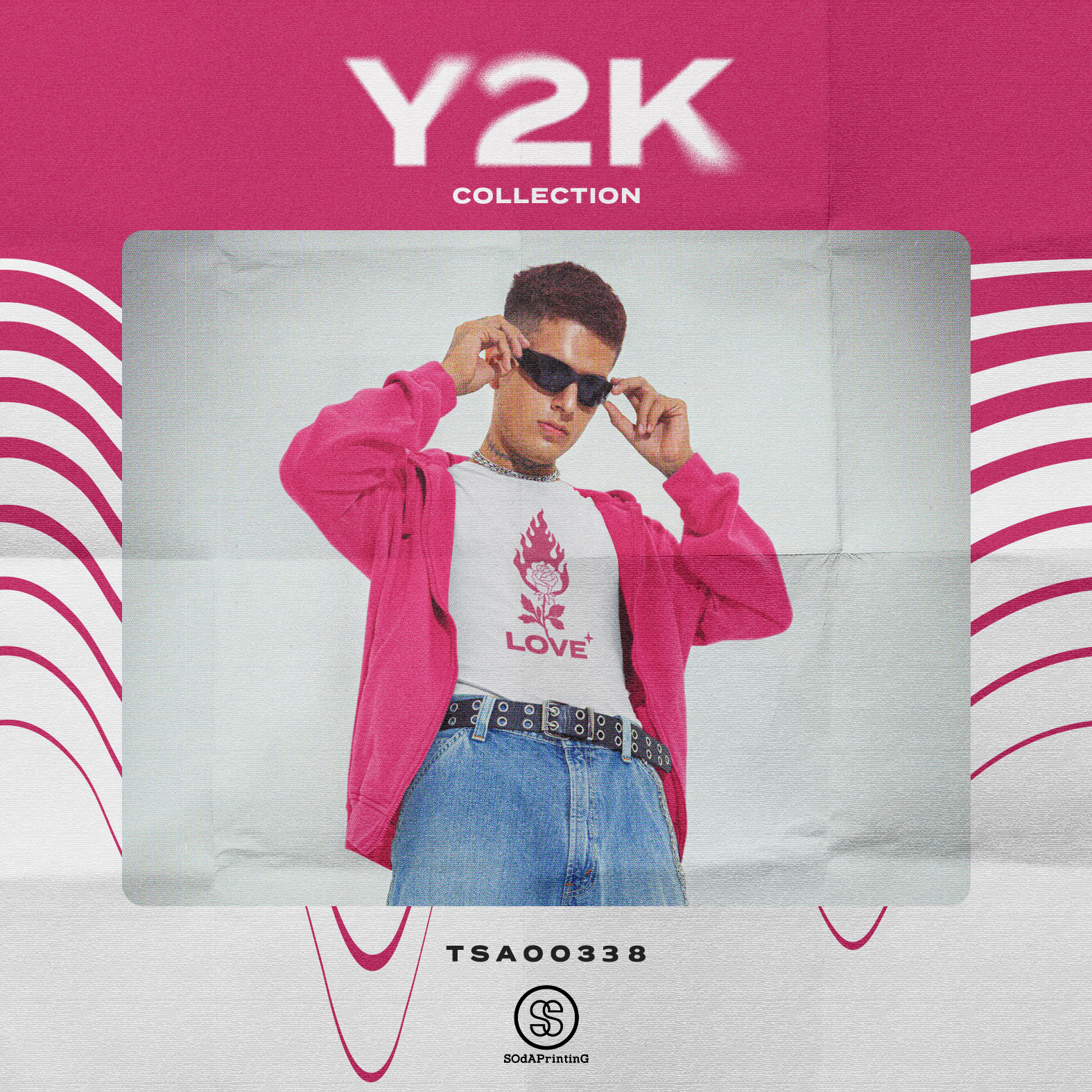 เสื้อยืด พิมพ์ลาย Love Y2K Collection สีขาว รหัส TSA00338 #เสื้อ #เสื้อยืด