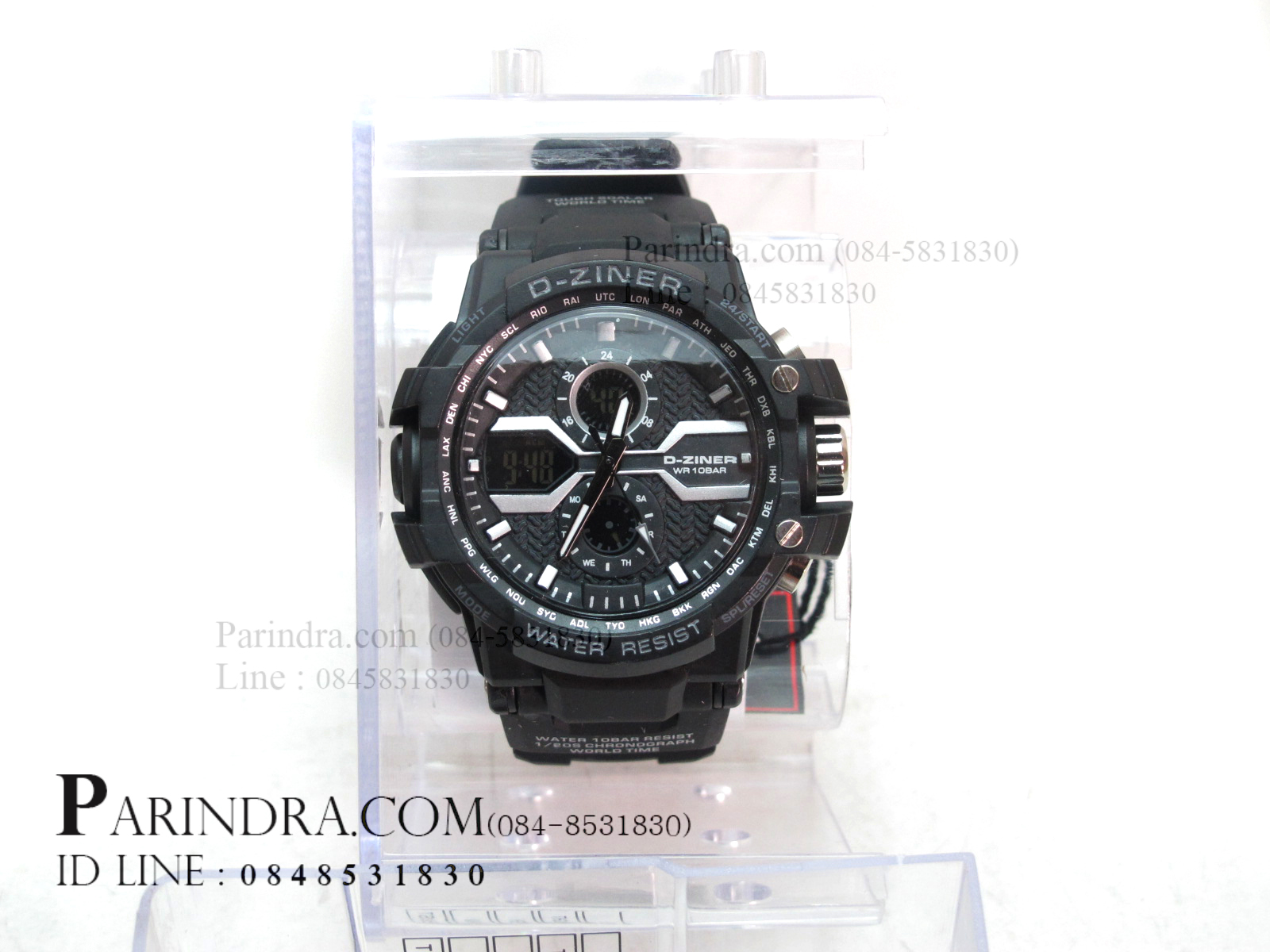 นาฬิกา D-ZINER WR10BAR สีดำขีดขาว
