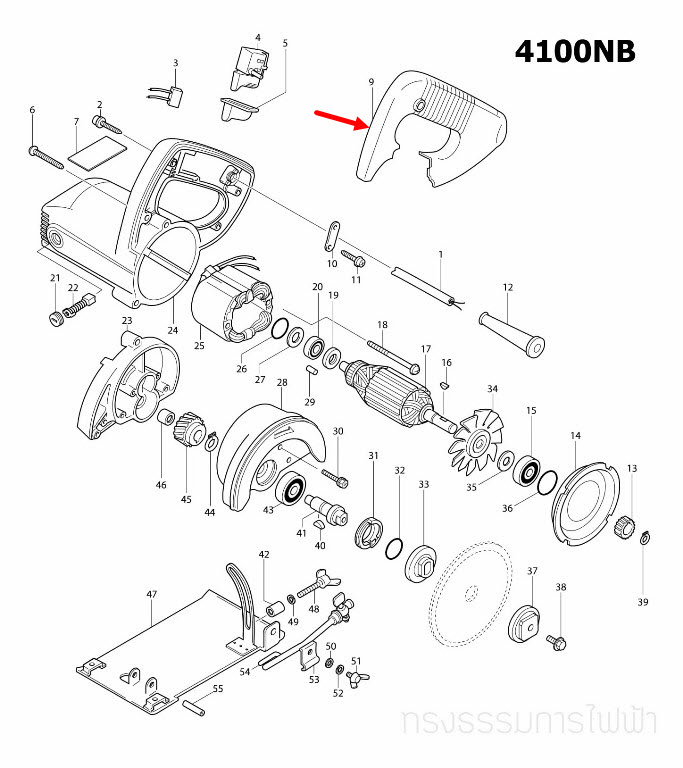 ฝาปิดด้าม เครื่องตัดคอนกรีต Makita มากีต้า 4100NB [#9] Pn.414712-3 (แท้) ##