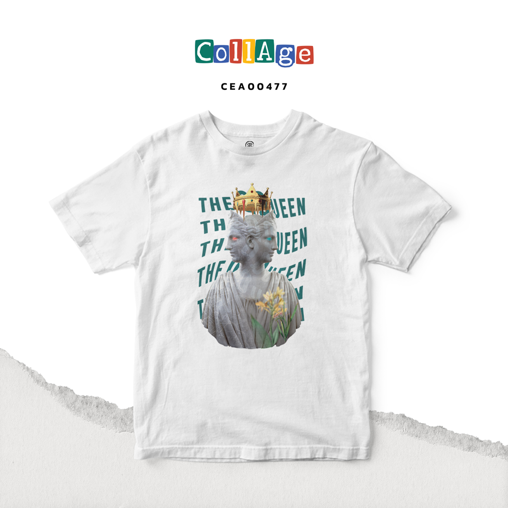เสื้อยืดพิมพ์ลาย Collage THE QUEEN II รหัส CEA00477 สีขาว #เสื้อยืด #Collage