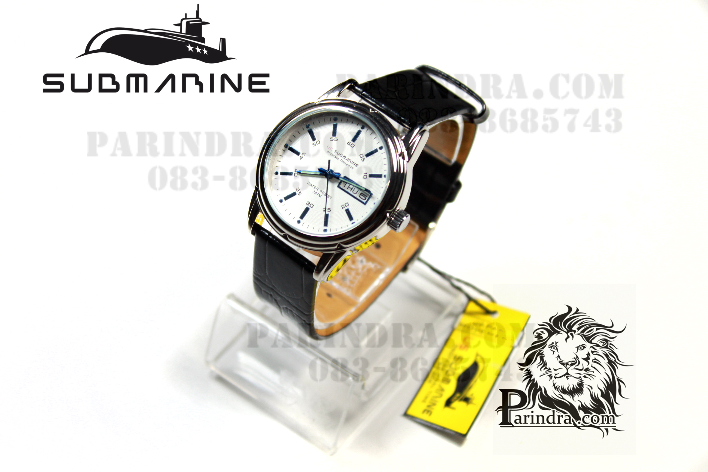 นาฬิกา US submarine รุ่น B024 สายหนังสีดำ เข็มสีฟ้า