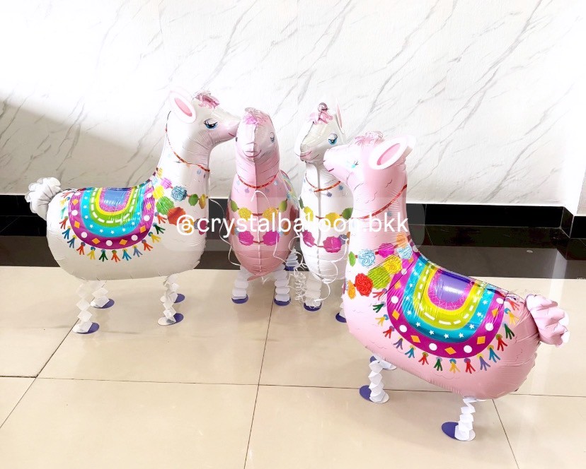 ลูกโป่ง วันเกิดเด็ก ฟอยล์อัลปาก้า ลากจูง 4 ชิ้น พร้อมตกแต่ง สามารถเปลี่ยนฟอยล์ตกแต่งได้