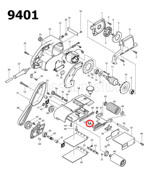 สปริงเหนี่ยว เครื่องขัดสายพาน Makita 9401, 9402 [#57] Pn.231520-5 (แท้) ##