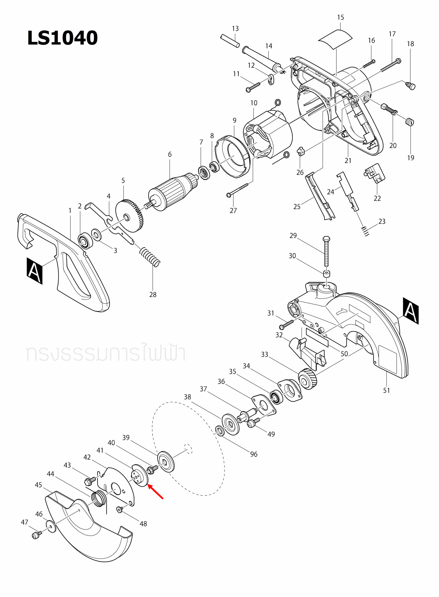 CENTER PLATE แท่นตัดองศา Makita มากีต้า LS1030 [#58], LS1040 [#41] Pn.343639-9 (แท้) ##