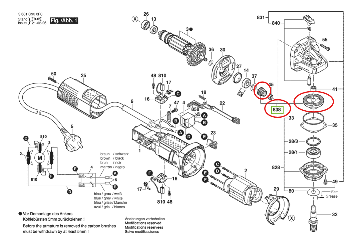 ชุดเฟือง เครื่องเจียร์ บอส BOSCH GWS900-100 Pn.1619P16293 (แท้) ## (*)