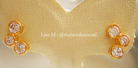 BE030 ต่างหูน่ารักๆๆ ดีไซน์วงกลม 3 วง ไล่ลงมา สวย เรียบ หรู ดูดี เพชรCZ ฝังหุ้ม