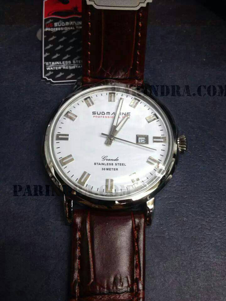 นาฬิกา US submarine รุ่น SUB201M สายหนังสีน้ำตาล-ขาว